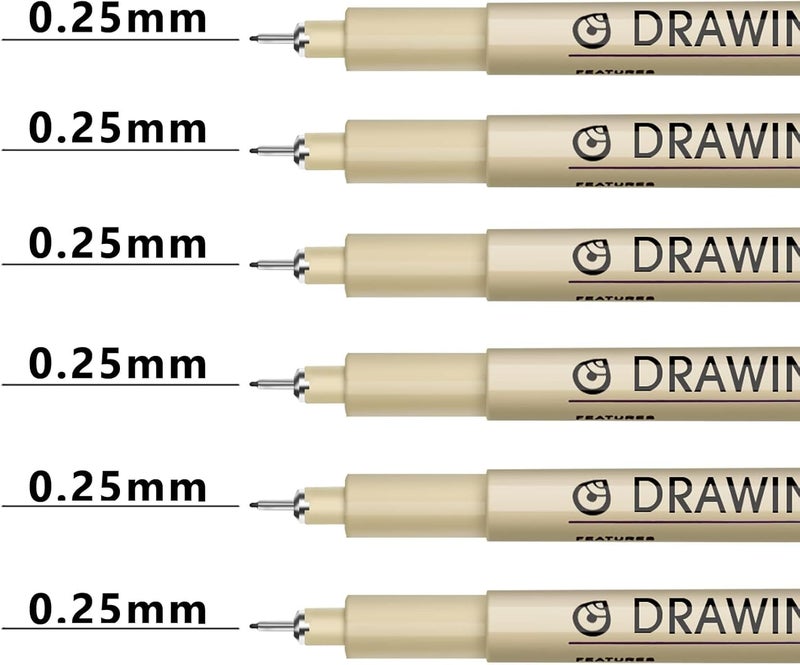 KOUSICOO Muchcute Extra Fine Point Writing Pens:6 Black 0.25mm Ultra Thin Micron Pen 01 No Bleed Bible Journaling Study Supplies Annotation Smooth Waterproof Micro Line Tip Fineliner Gel Felt Ink Markers Stuff - Image 2